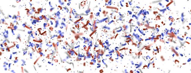 Confetti - American national colors. USA Presidents Day, American Labor day, Memorial Day, US election concept.