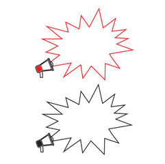 Icono de burbuja de chat con megáfono. Vector - obrazy, fototapety, plakaty