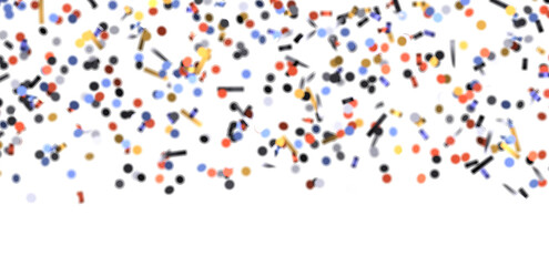 Multicolor confetti abstract background with a lot of falling pieces, isolated on a white background. Festive decorative tinsel element for design