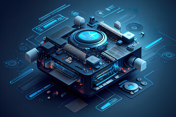 Fototapeta premium information technology concept with infographic elements. Generative Ai