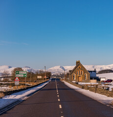 Winter snowy views around Snowdonia North Wales, Uk