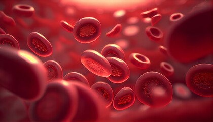 human red blood cells in macro version - obrazy, fototapety, plakaty
