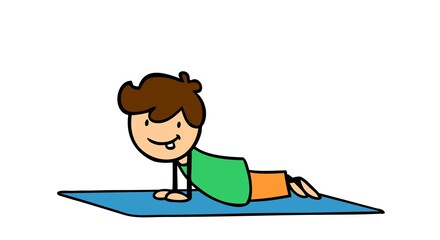 Boy doing the cobra pose at kids yoga