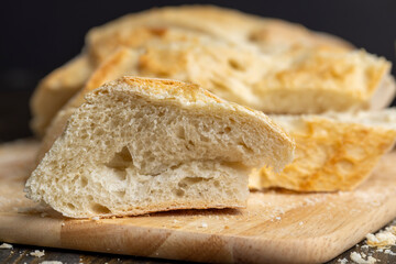 Sliced at home soft and fresh loaf of bread