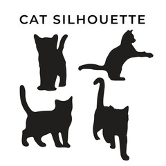 Set of cats Silhouette, Cat vector illustration. 