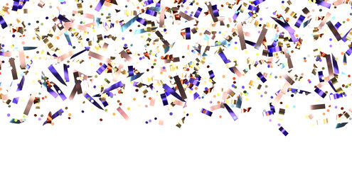  Colorful assorted confetti with serpentine on white