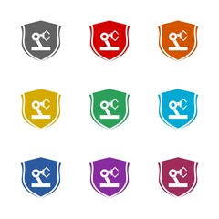 Robotic arm shield icon isolated on white background. Set icons colorful