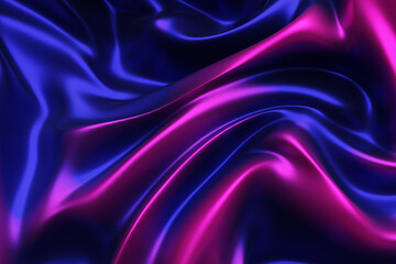 Fluid metal curve shape. Purple blue smooth liquid waves. 3d rendering