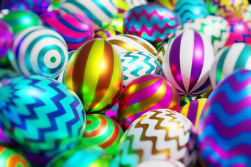 Fototapeta na wymiar Shiny colorful Easter eggs. Close-up 3D rendering