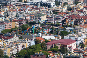 Panoramic view from Alanya Castle on city Buildings