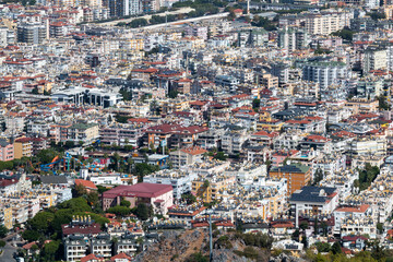 Fototapeta na wymiar Panoramic view from Alanya Castle on city Buildings