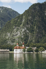 Fototapeta na wymiar Lake Königsee, Germany's Most Beautiful Alpine Lake 