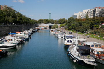La Bastille harbour, Paris. France.