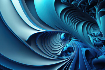  blue abstract waves background. Generative AI