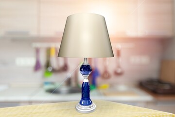 Obraz premium Elegant modern lamp on table in room.