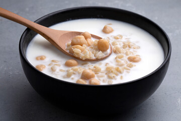 Cold Yogurt Soup with Chickpeas and Wheat Seeds - Ayran asi Corbasi - Tzatziki