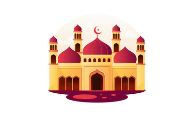 Beautiful Ramadan Kareem Mosque Vector Illustration