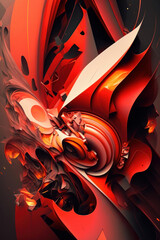  red abstract waves background. Generative AI