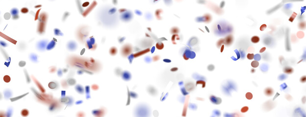 Confetti - A blue glitter confetti border with red and blue Confetti on white