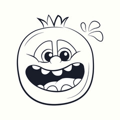 Pomegranate Doodle Cartoon line Art cartoon face, Kids coloring page design