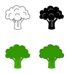 Broccoli set line icons. Flat vector illustration.