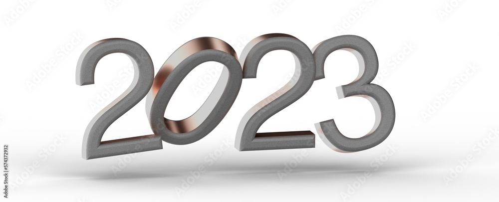 Poster Year as Number - Typography design of 2023 with 3d style