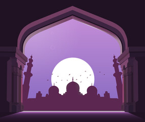 View From Inside Mosque Vector Design
