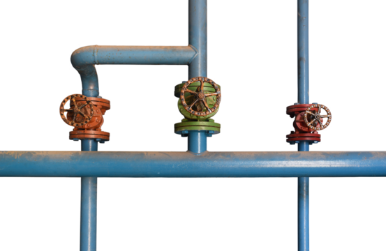 Isolated metal pipes with big valves