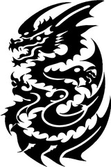 black and white of dragon shape