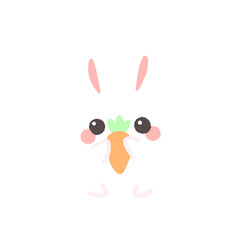 Hand-drawn Cute rabbit with carrot in doodle style	