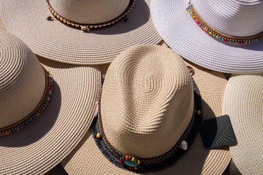 Panama straw hats for sale in Cabo San Lucas, Mexico
