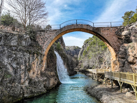 Turkey's waterfalls and rivers. Historic stone bridge and waterfall.  Clandras bridge and Clandras waterfall. Usak , Turkey