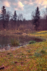 Retention reservoir called Lipnica Morskie Oko by the locals (Beskid Mały)