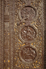 Saint Denis basilica. Reliefs on the central door. Christ's Passion.  France.