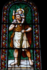 Obraz premium Saint Christopher stained glass. Paris. France.