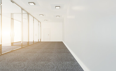 Modern meeting room. 3D rendering.. Sunset.