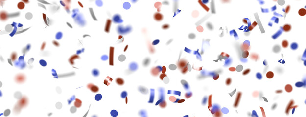 Fototapeta na wymiar Confetti - American national colors. USA Presidents Day, American Labor day, Memorial Day, US election concept.