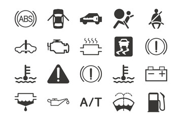 車のメーターパネルの警告灯と表示灯
