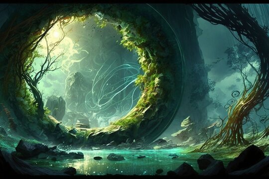 magical portal in the forest