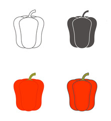 Pepper line icons. Flat vector illustration.	
