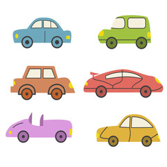 set of cute cars