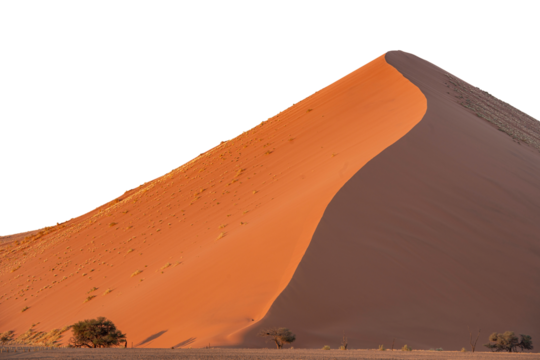  orange sand desert and dune of Namibia isolated on transparent background