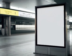 Fototapeta premium Commercial Billboard. Banner billboard mockup for advertising at the airport useful for design and marketing.. Generative AI 
