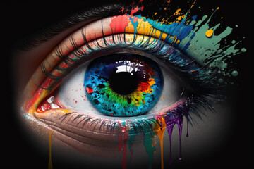 eyes human colorful painting. Generative AI