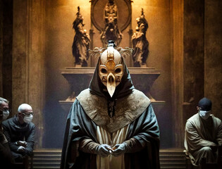 A masked priest of a secret religious society - generative ai - obrazy, fototapety, plakaty