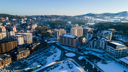 Fototapeta na wymiar Downtown Zlatibor City, Serbia, Drone Skyline Aerial