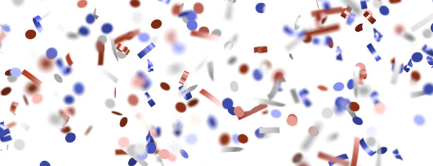 Fototapeta na wymiar Confetti - Red white blue shiny confetti Confetti on white background, isolate, tricolor concept, independence and freedom day USA