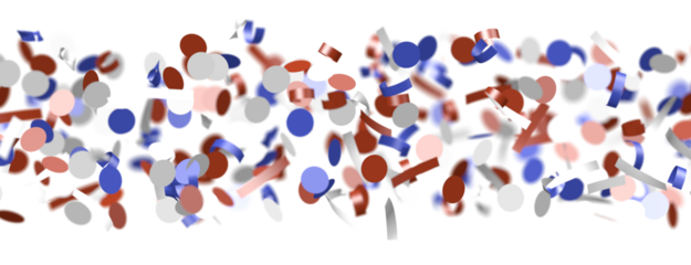 Confetti - Red white blue shiny confetti Confetti on white background, isolate, tricolor concept, independence and freedom day USA