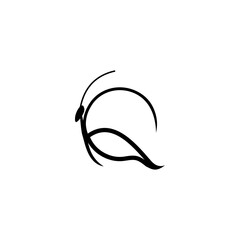 ILLUSTRATION OF BUTTERFLY AND LETTER Q