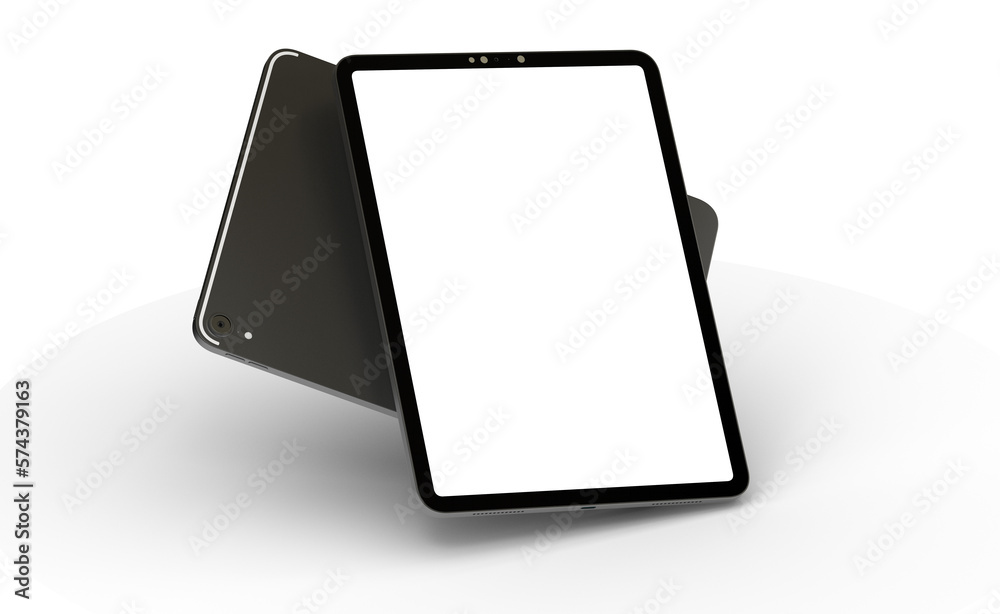 Leinwandbilder modern tablet computer stand with blank screen isolated on white background